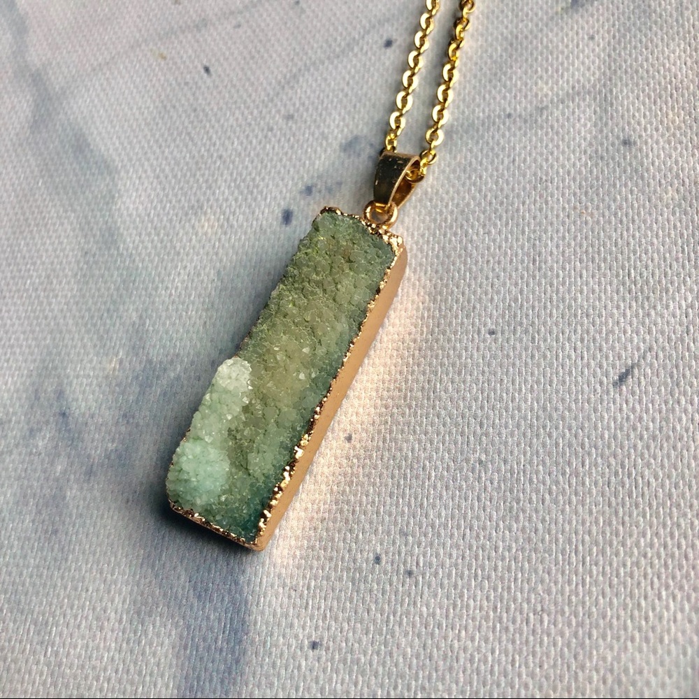 Green Druzy Crystal Quartz Necklace